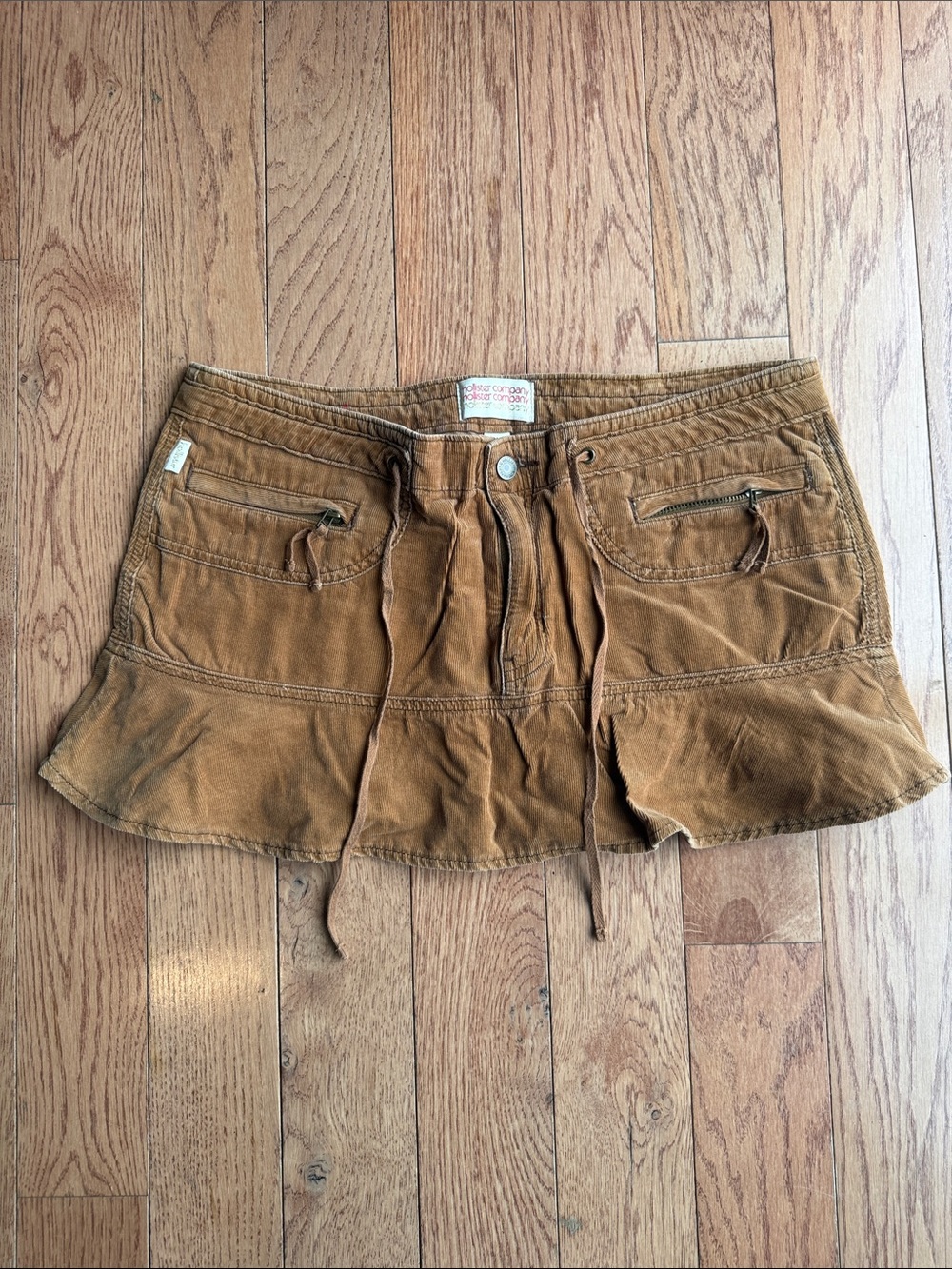 Vintage Hollister Brown Corduroy Mini Skirt with Drawstring
